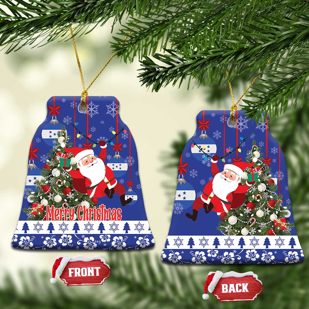 Honduras Santa Claus Christmas Ceramic Ornament Christmas Tree With Flag Background LT18