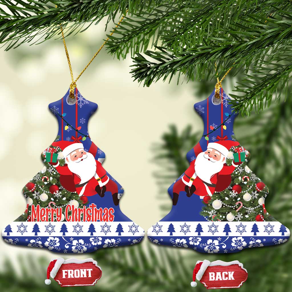 Honduras Santa Claus Christmas Ceramic Ornament Christmas Tree With Flag Background LT18