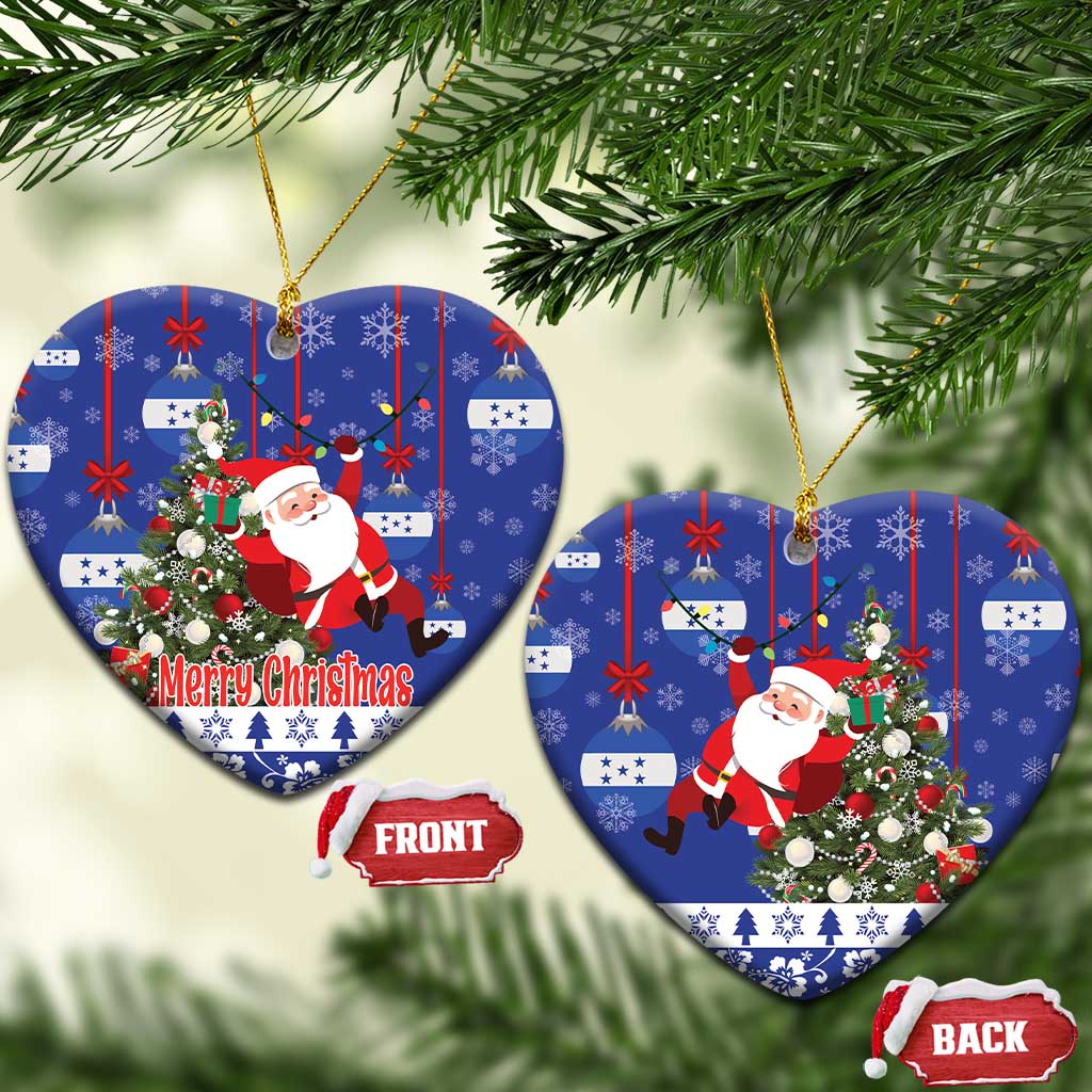 Honduras Santa Claus Christmas Ceramic Ornament Christmas Tree With Flag Background LT18