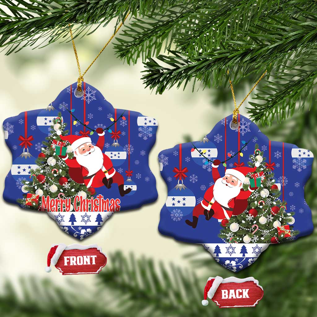 Honduras Santa Claus Christmas Ceramic Ornament Christmas Tree With Flag Background LT18