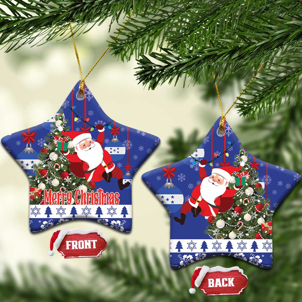 Honduras Santa Claus Christmas Ceramic Ornament Christmas Tree With Flag Background LT18