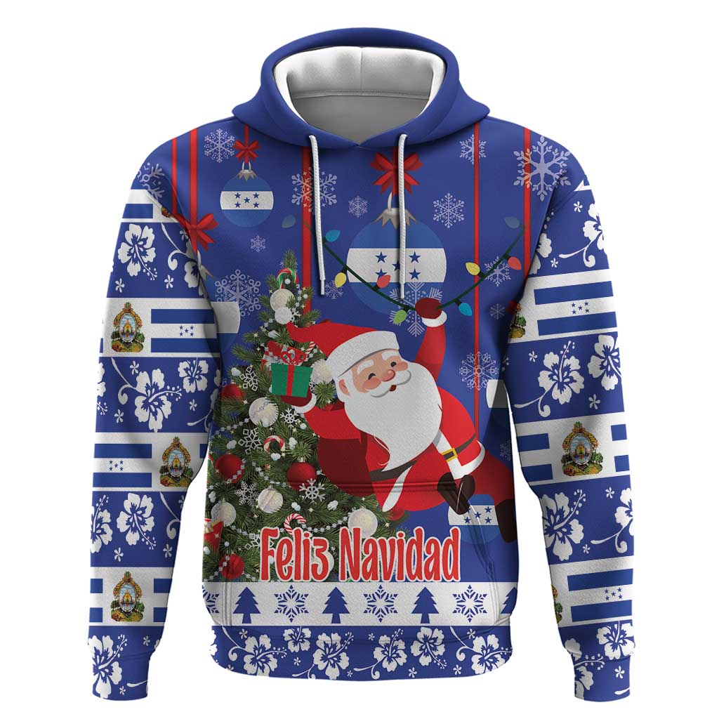 Honduras Santa Claus Christmas Hoodie Christmas Tree With Flag Background LT18