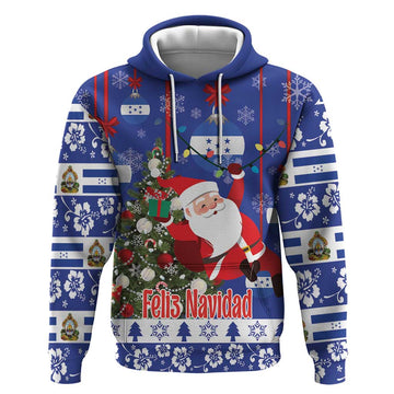 Honduras Santa Claus Christmas Hoodie Christmas Tree With Flag Background LT18