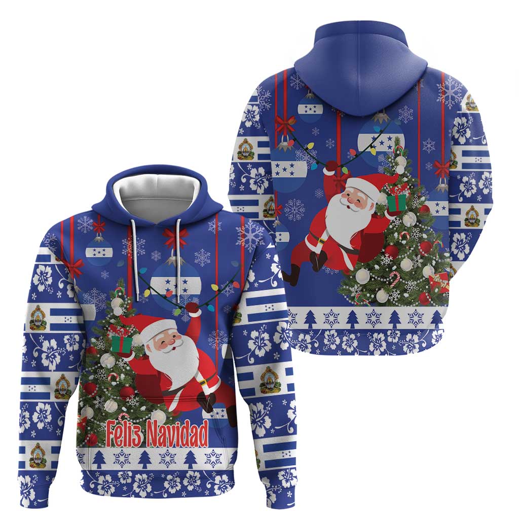 Honduras Santa Claus Christmas Hoodie Christmas Tree With Flag Background LT18
