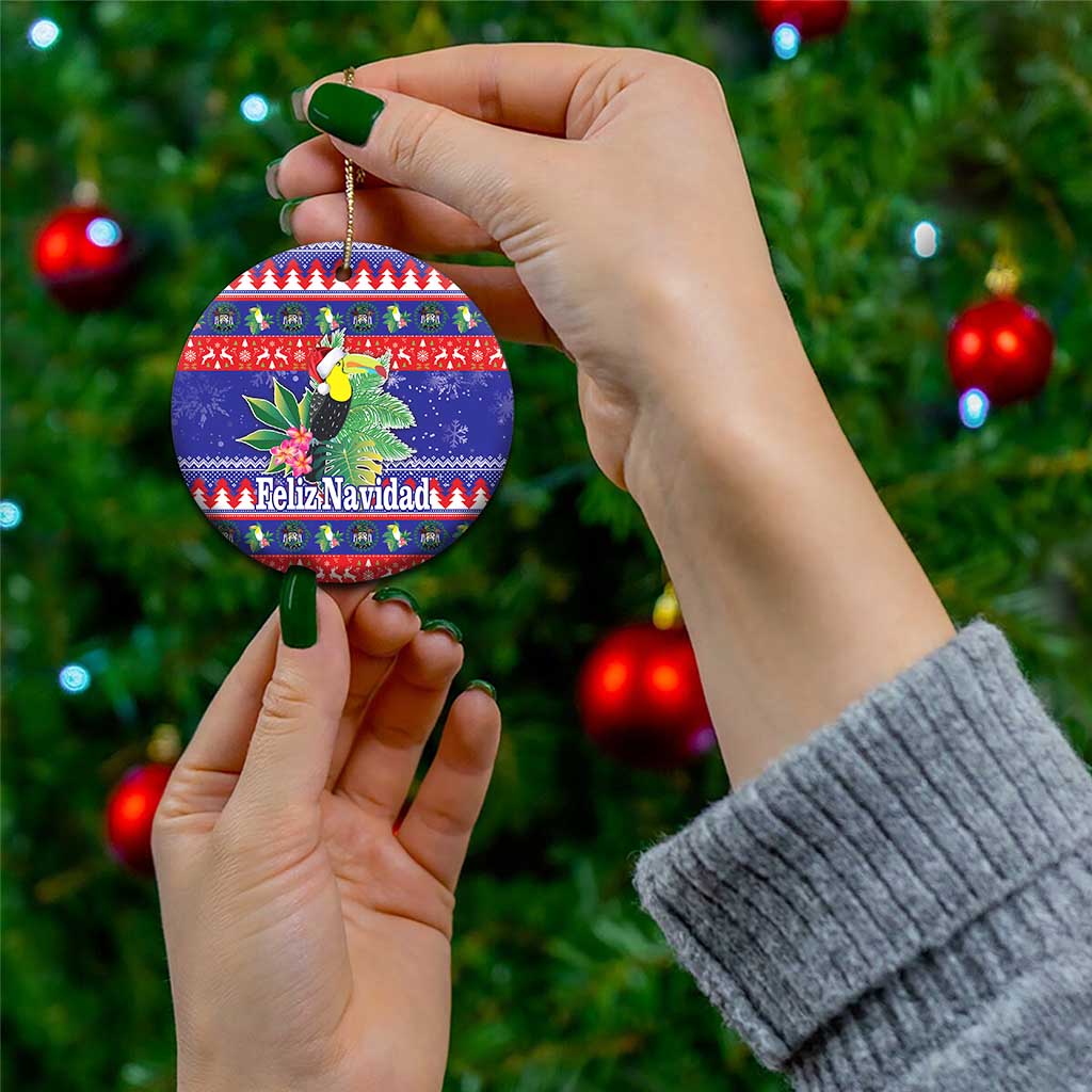 Belize Keel-billed Toucan Bird Christmas Ceramic Ornament Feliz Navidad With Knitted Christmas Pattern LT18