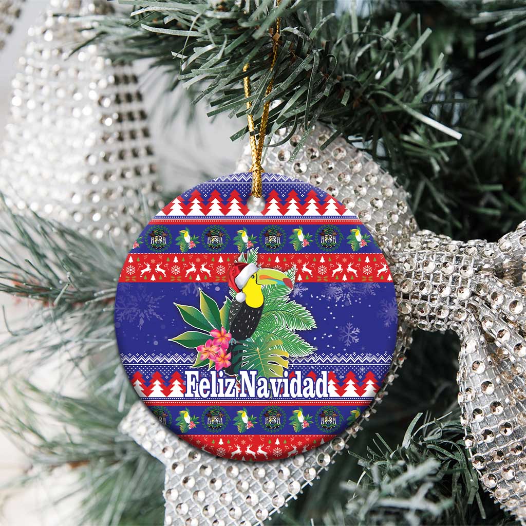 Belize Keel-billed Toucan Bird Christmas Ceramic Ornament Feliz Navidad With Knitted Christmas Pattern LT18
