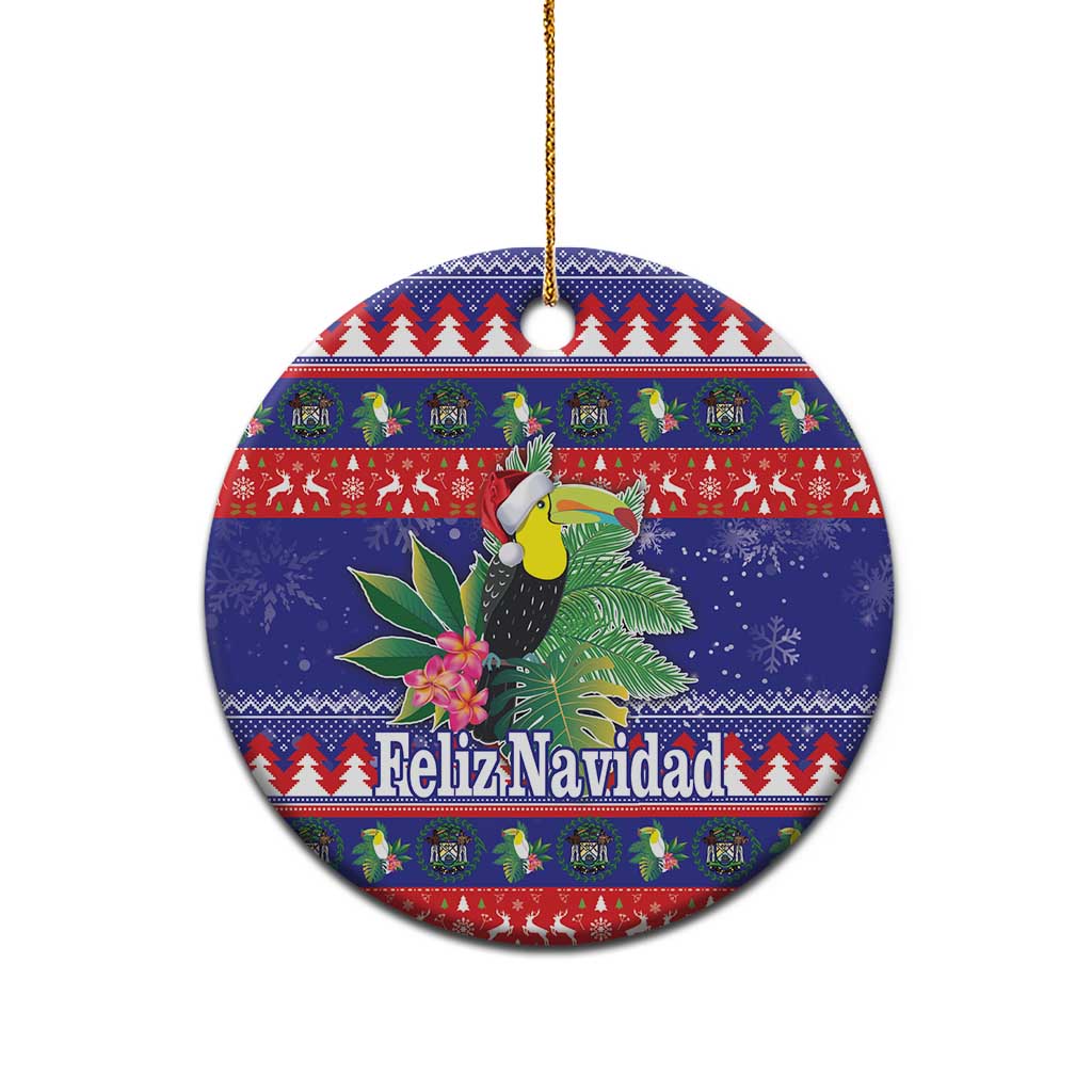 Belize Keel-billed Toucan Bird Christmas Ceramic Ornament Feliz Navidad With Knitted Christmas Pattern LT18