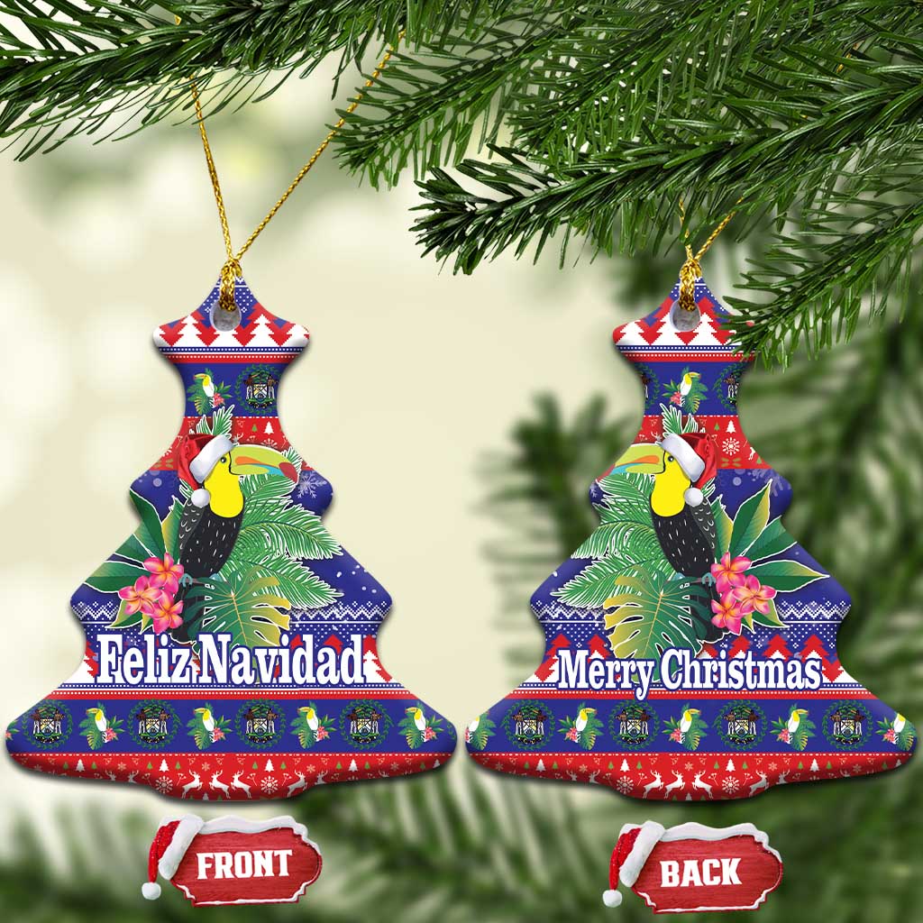 Belize Keel-billed Toucan Bird Christmas Ceramic Ornament Feliz Navidad With Knitted Christmas Pattern LT18