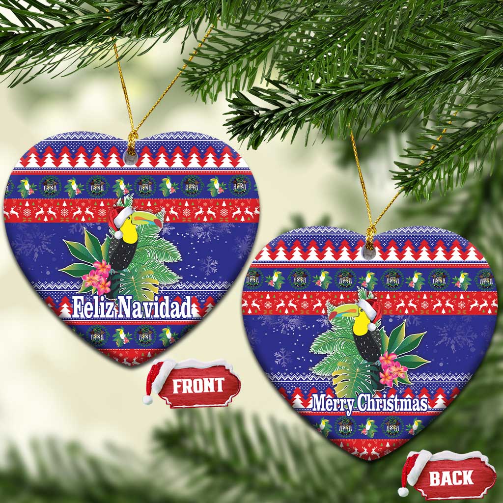 Belize Keel-billed Toucan Bird Christmas Ceramic Ornament Feliz Navidad With Knitted Christmas Pattern LT18