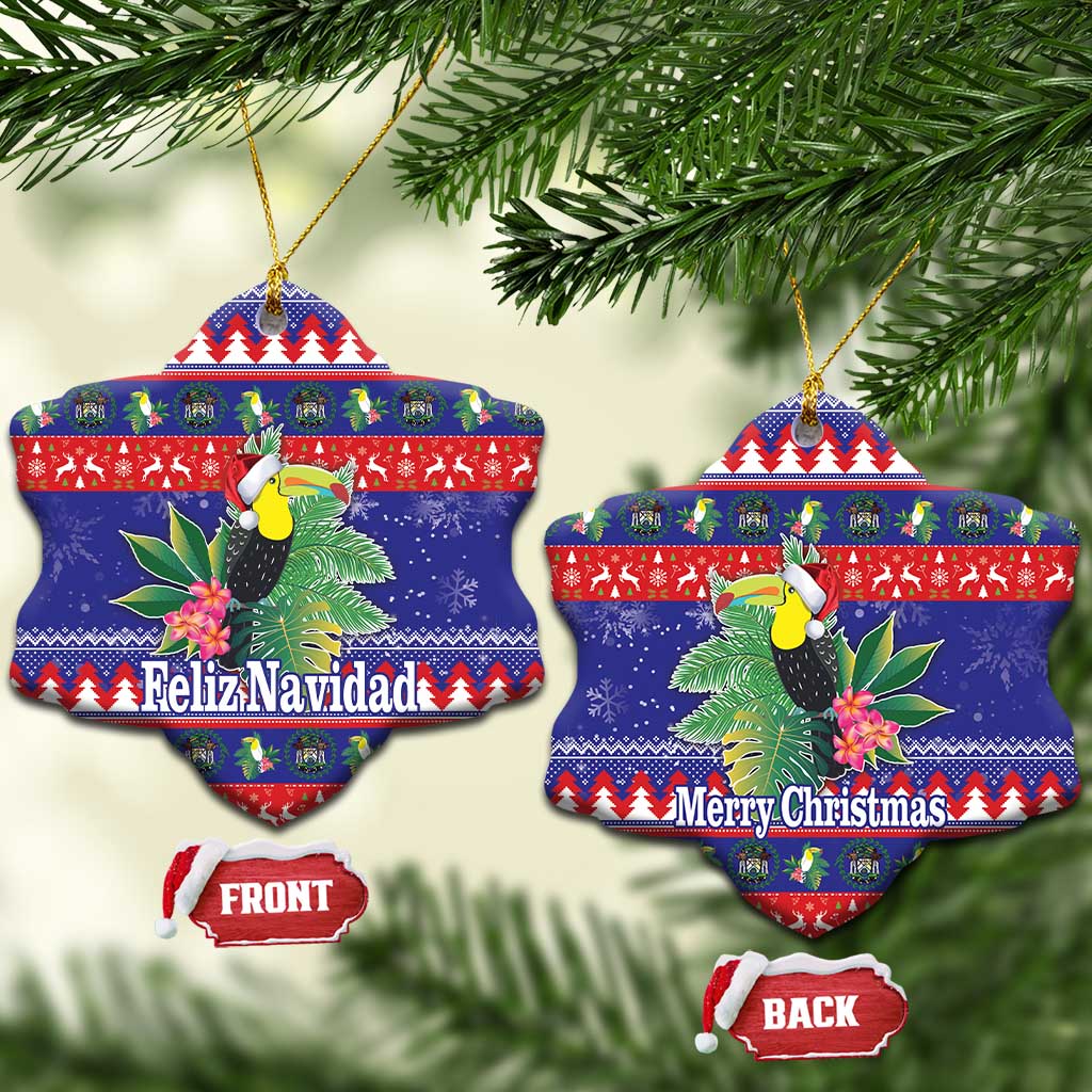 Belize Keel-billed Toucan Bird Christmas Ceramic Ornament Feliz Navidad With Knitted Christmas Pattern LT18