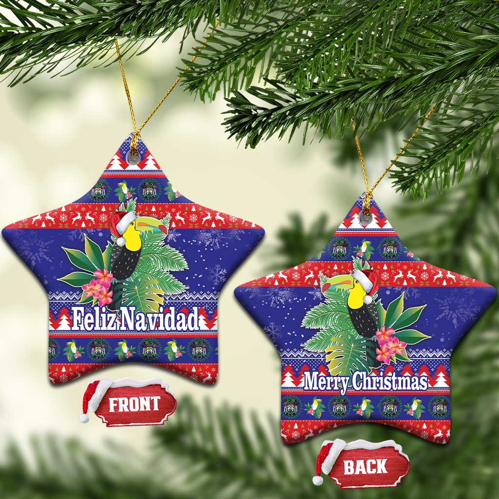 Belize Keel-billed Toucan Bird Christmas Ceramic Ornament Feliz Navidad With Knitted Christmas Pattern LT18