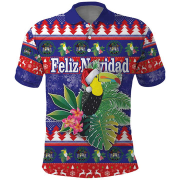 Belize Keel-billed Toucan Bird Christmas Polo Shirt Feliz Navidad With Knitted Christmas Pattern LT18