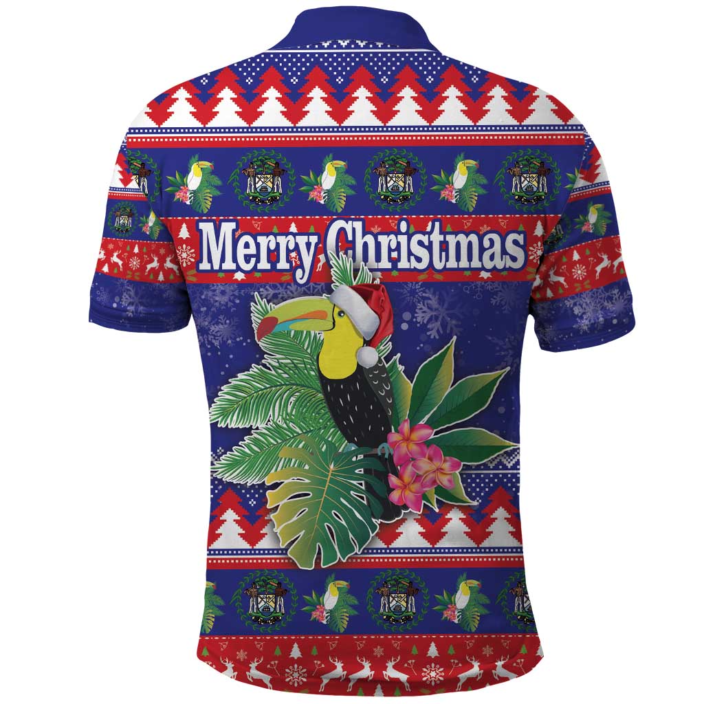 Belize Keel-billed Toucan Bird Christmas Polo Shirt Feliz Navidad With Knitted Christmas Pattern LT18
