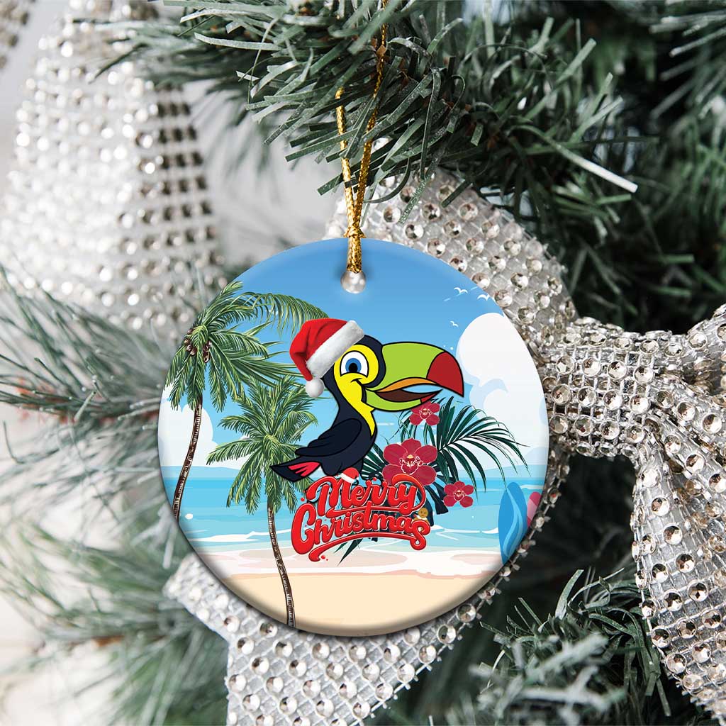 Belize Keel-billed Toucan Christmas Ceramic Ornament Black Orchid Christmas Beach Vibe LT18