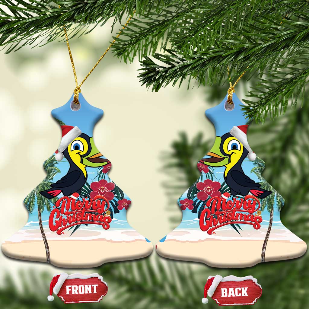 Belize Keel-billed Toucan Christmas Ceramic Ornament Black Orchid Christmas Beach Vibe LT18