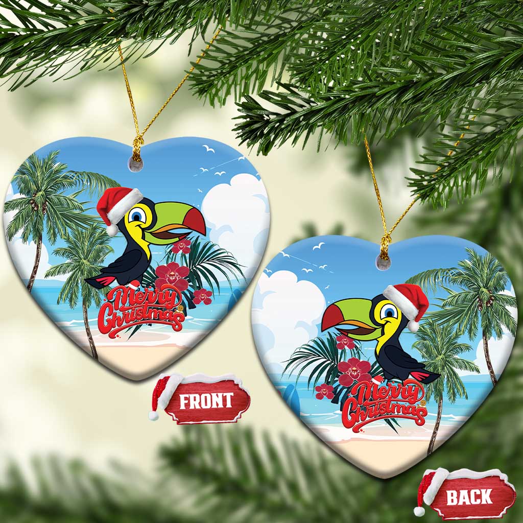 Belize Keel-billed Toucan Christmas Ceramic Ornament Black Orchid Christmas Beach Vibe LT18