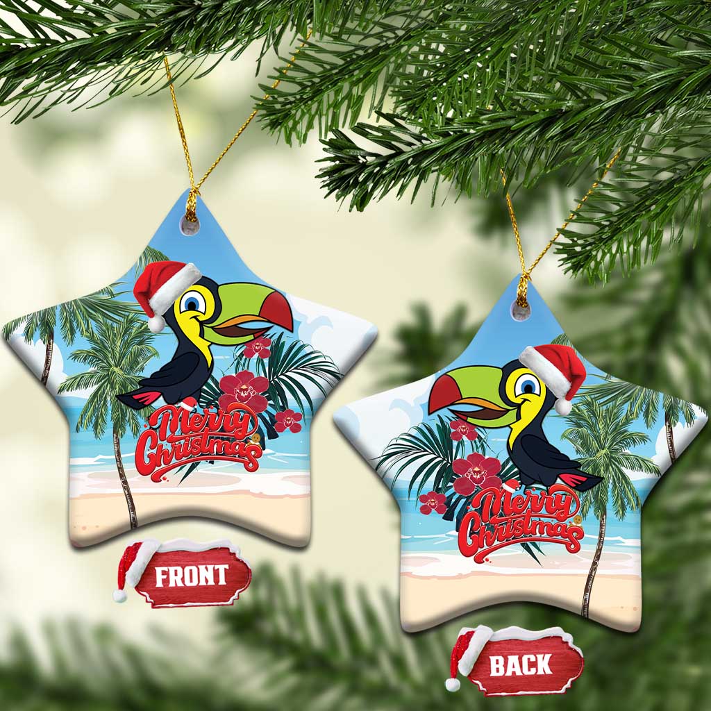 Belize Keel-billed Toucan Christmas Ceramic Ornament Black Orchid Christmas Beach Vibe LT18