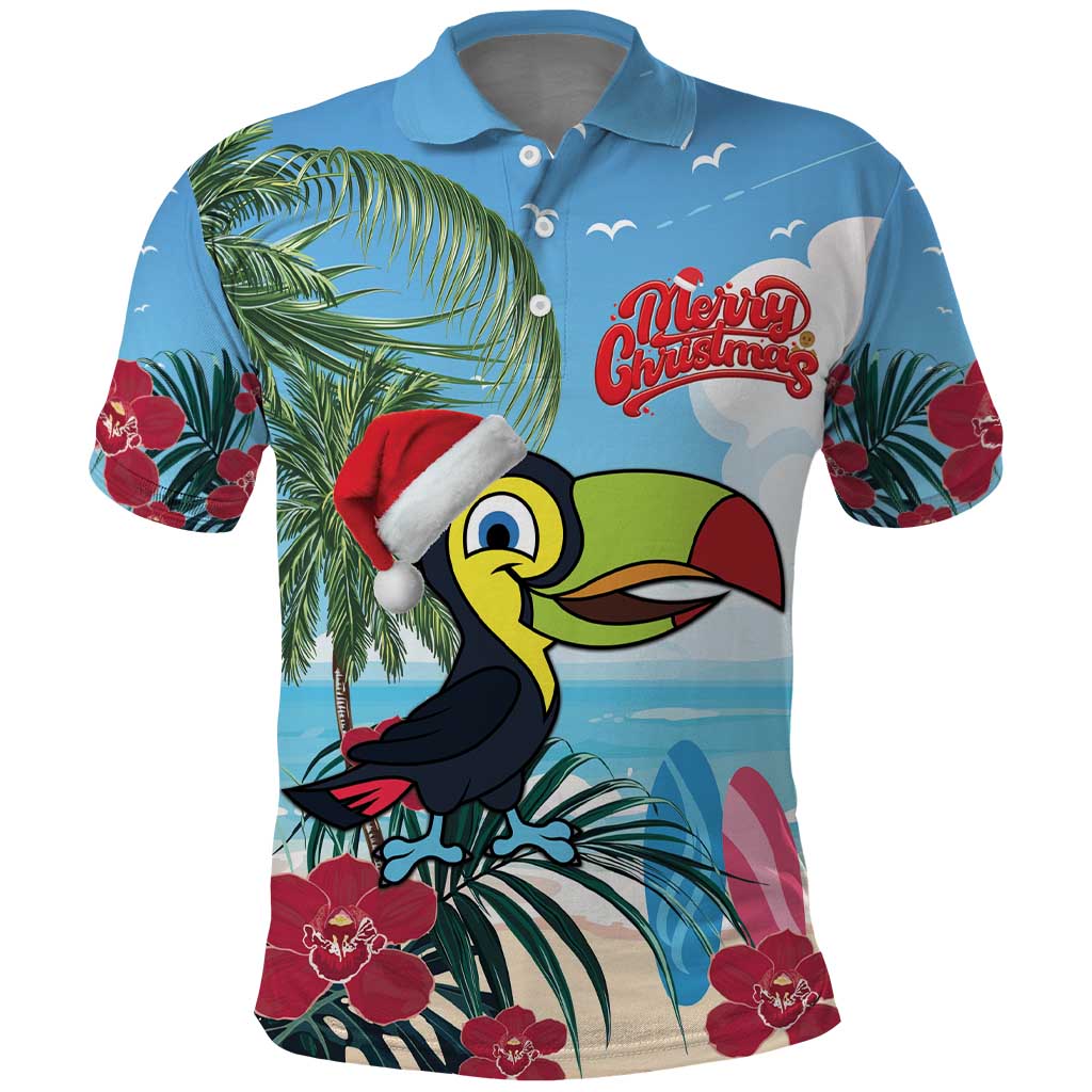 Belize Keel-billed Toucan Christmas Polo Shirt Black Orchid Christmas Beach Vibe LT18