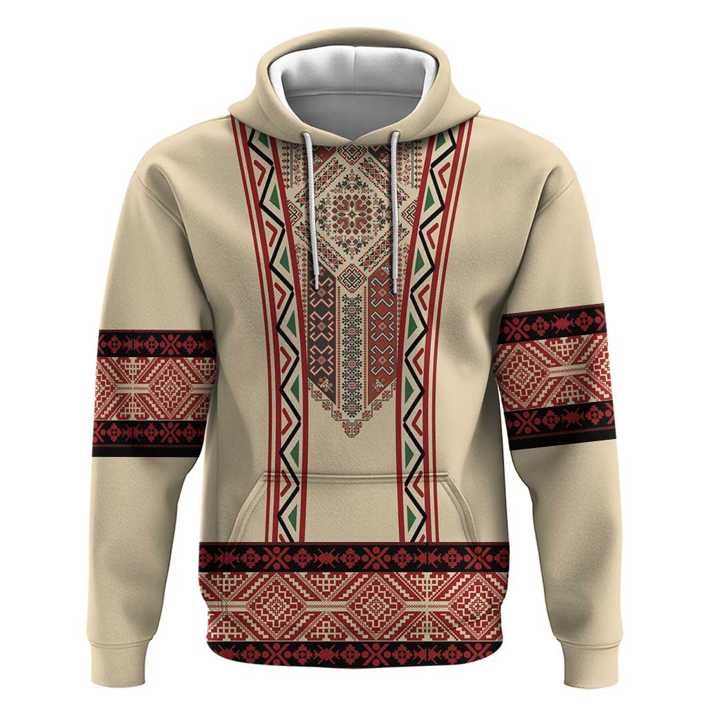 Traditional Romanian Hoodie With Red Traditional Embroidery Patterns LT18