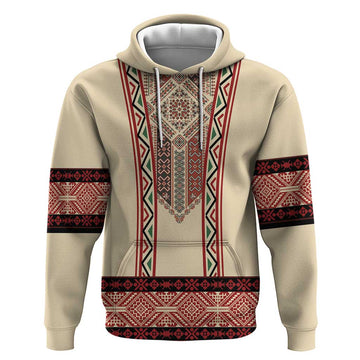 Traditional Romanian Hoodie With Red Traditional Embroidery Patterns LT18