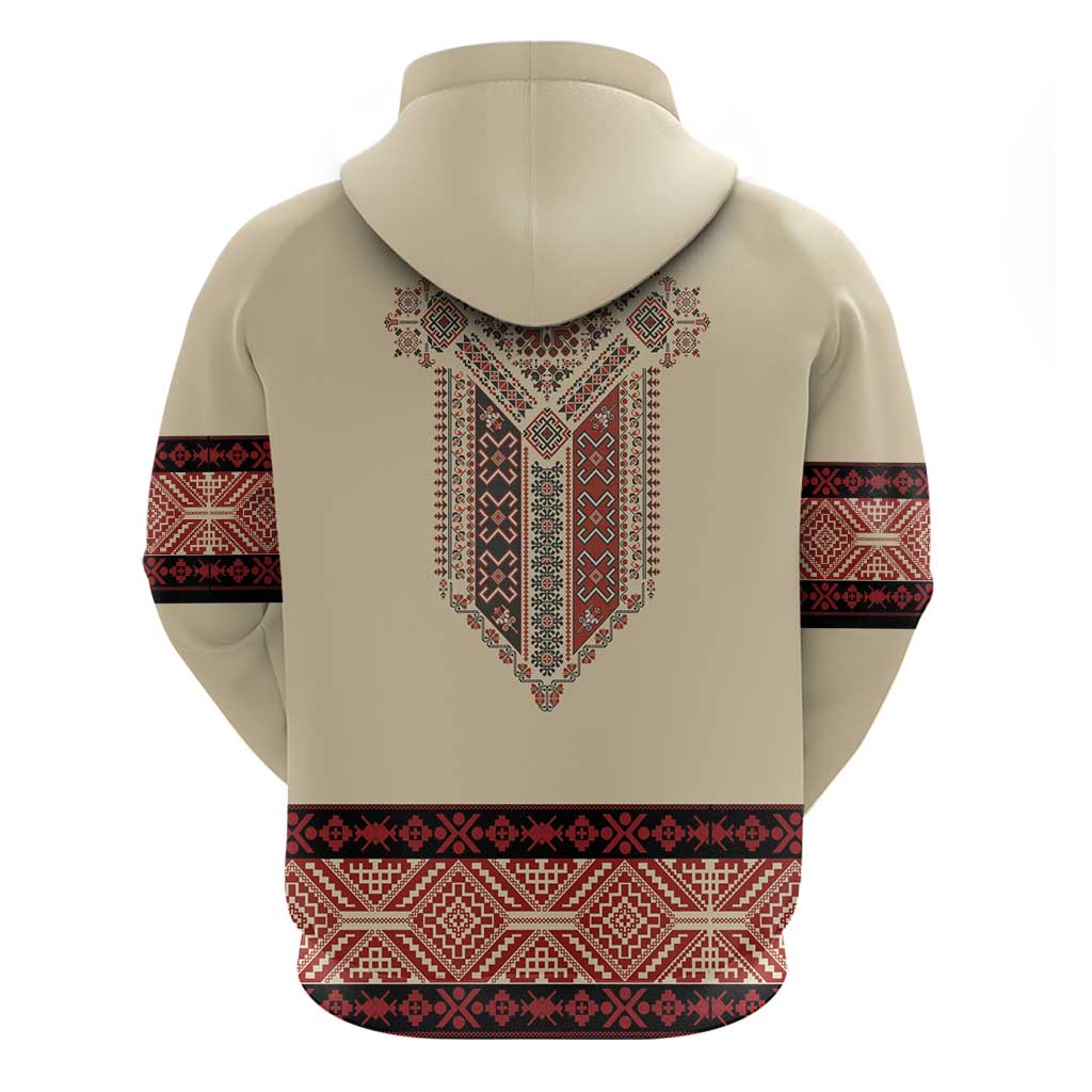 Traditional Romanian Hoodie With Red Traditional Embroidery Patterns LT18