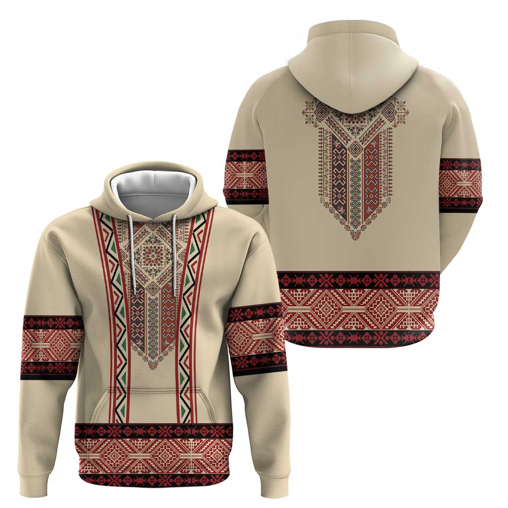 Traditional Romanian Hoodie With Red Traditional Embroidery Patterns LT18