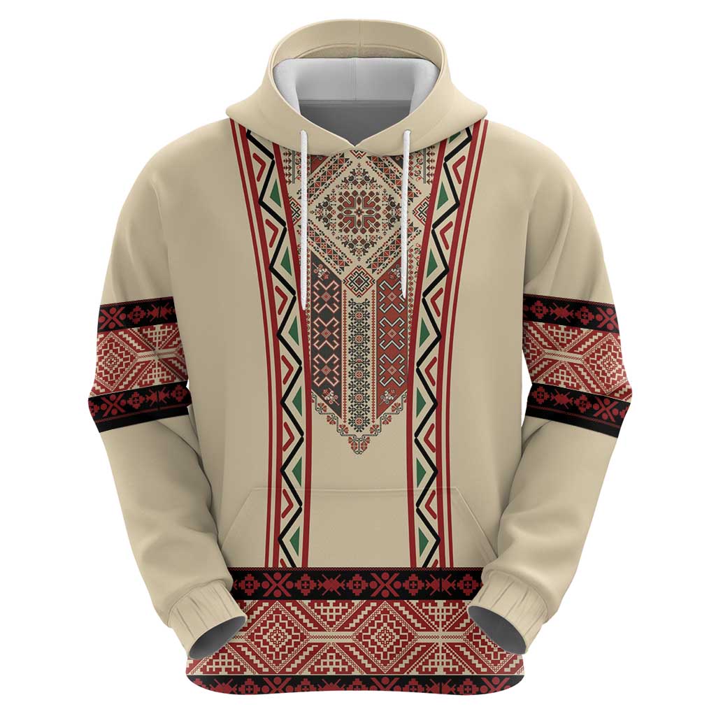 Traditional Romanian Hoodie With Red Traditional Embroidery Patterns LT18