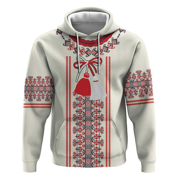 Happy Martisor Day Hoodie Traditional Romanian Folklore Pattern LT18