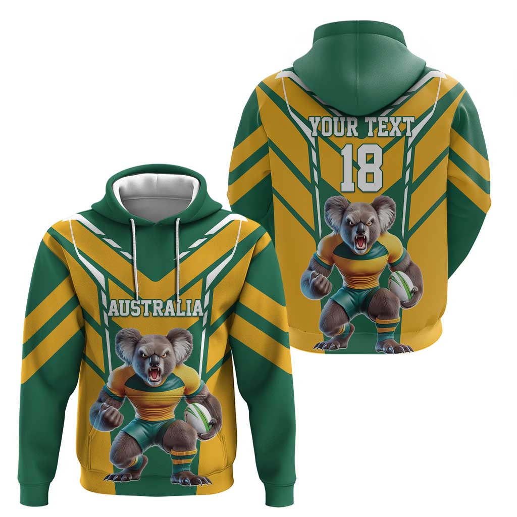 Custom Australia Rugby Hoodie Koala Mascot Sporty Style LT18