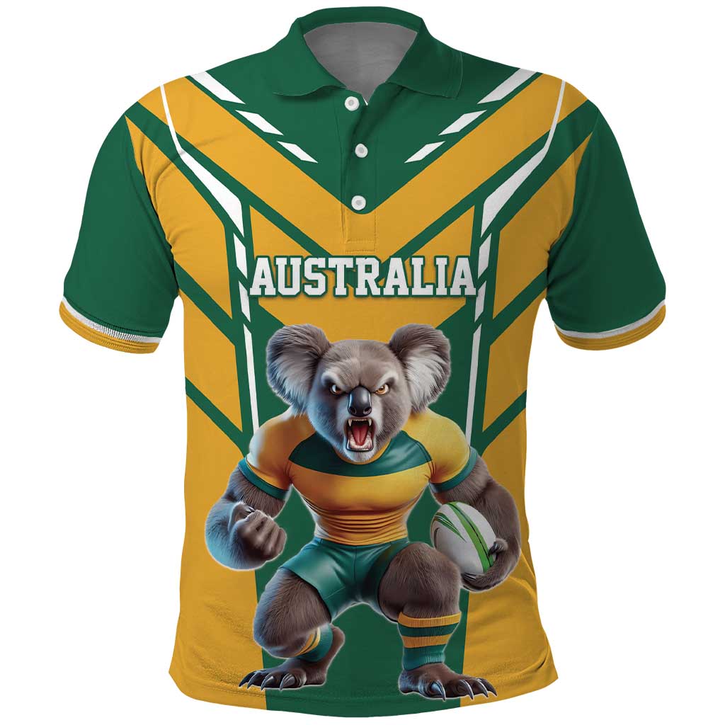 Custom Australia Rugby Polo Shirt Koala Mascot Sporty Style LT18