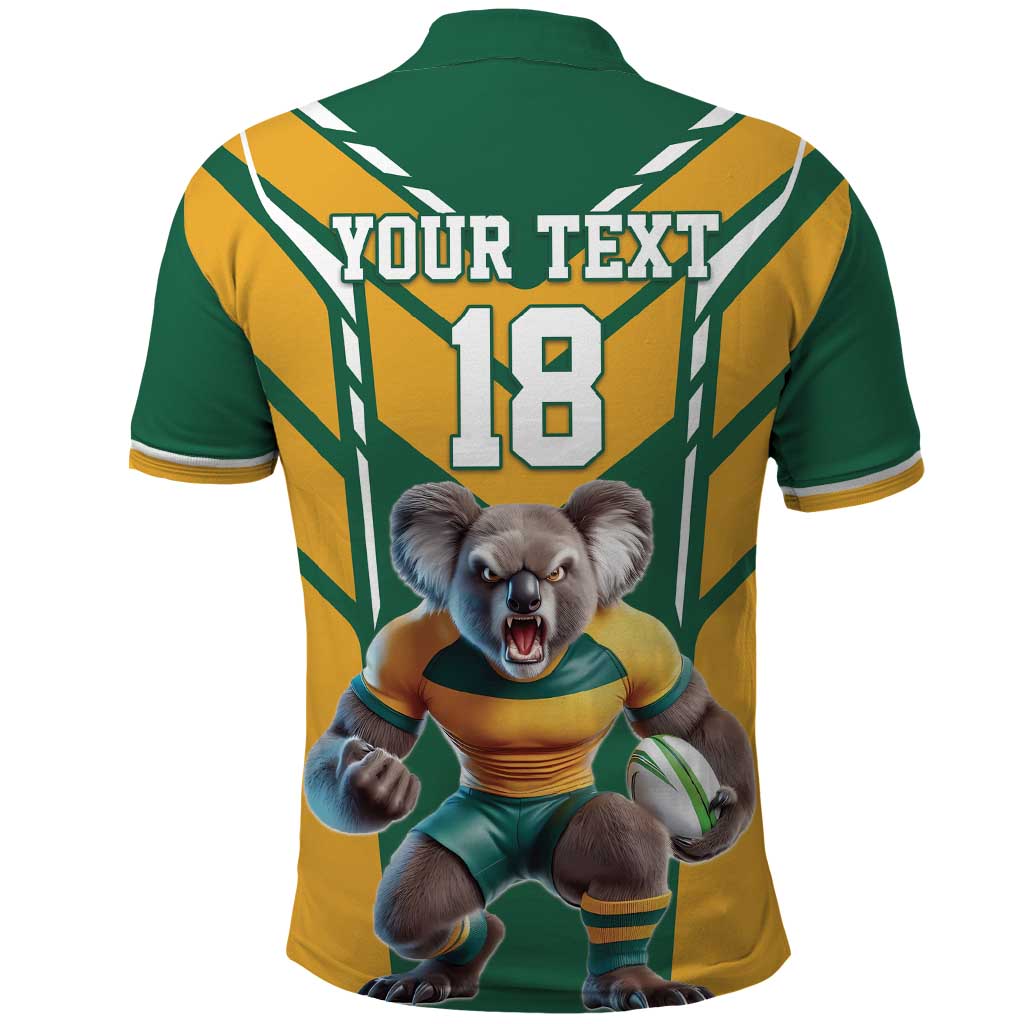 Custom Australia Rugby Polo Shirt Koala Mascot Sporty Style LT18