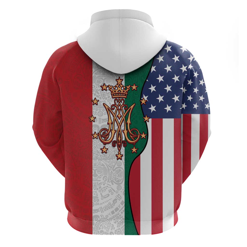 Guadalupe Virgin Mary Hoodie Mexican American Flag LT18