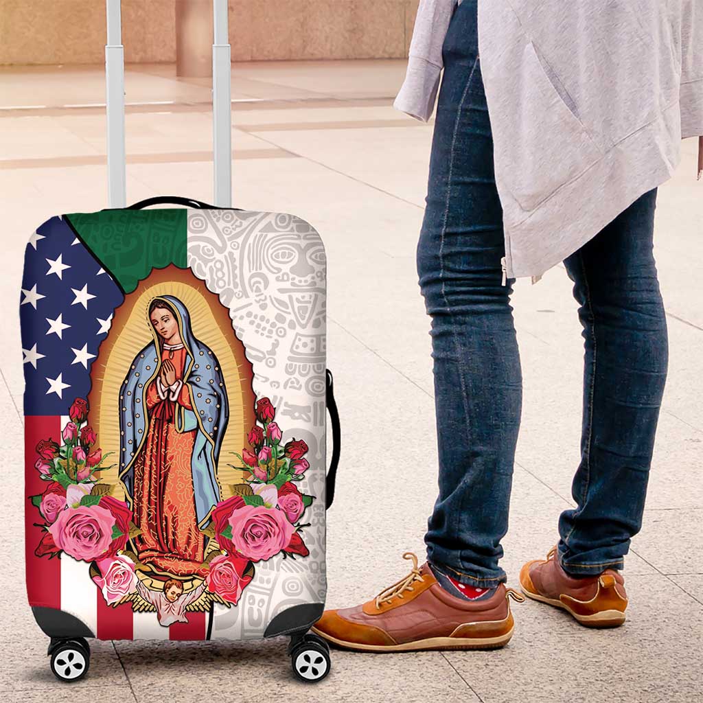 Guadalupe Virgin Mary Luggage Cover Mexican American Flag LT18