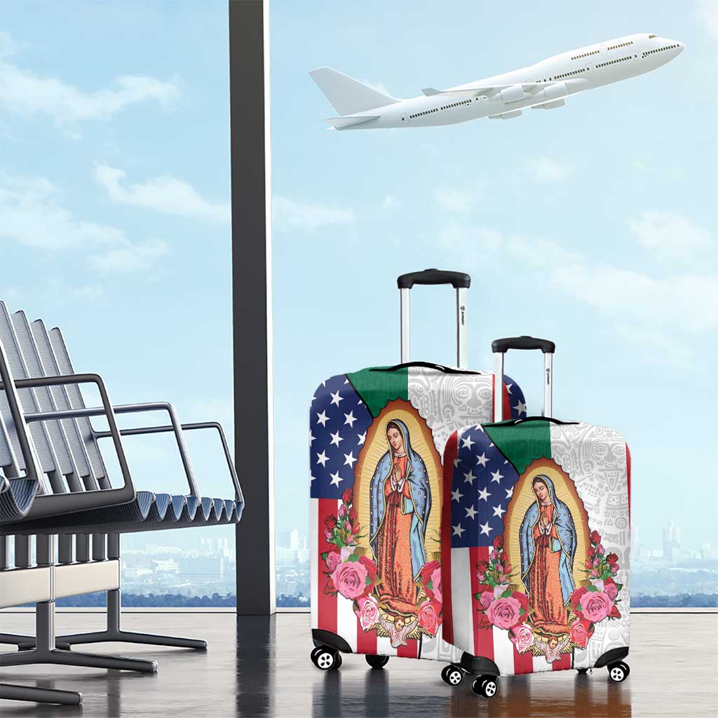 Guadalupe Virgin Mary Luggage Cover Mexican American Flag LT18