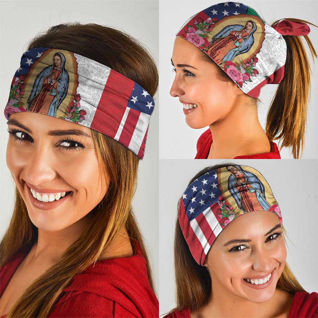 Guadalupe Virgin Mary Neck Gaiter Mexican American Flag LT18