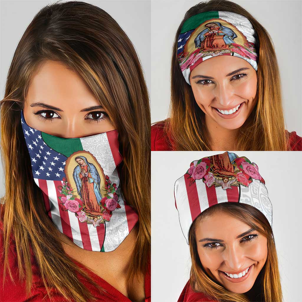 Guadalupe Virgin Mary Neck Gaiter Mexican American Flag LT18