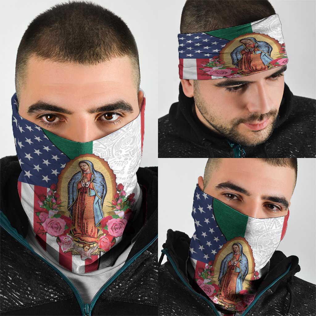 Guadalupe Virgin Mary Neck Gaiter Mexican American Flag LT18
