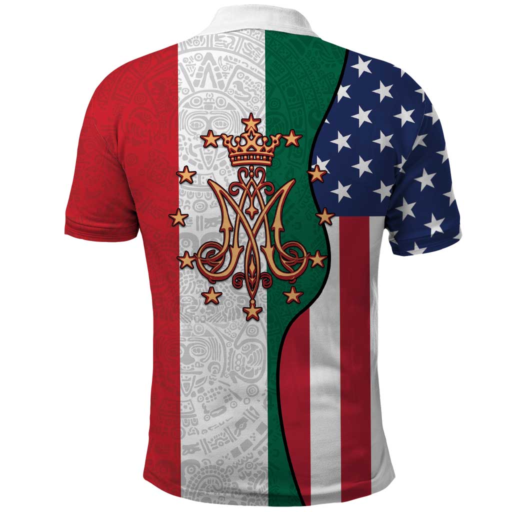 Guadalupe Virgin Mary Polo Shirt Mexican American Flag LT18