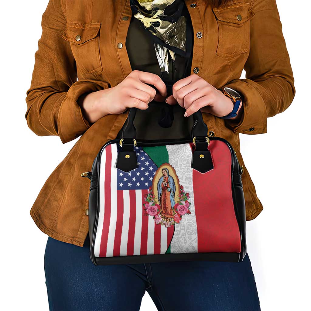 Guadalupe Virgin Mary Shoulder Handbag Mexican American Flag LT18