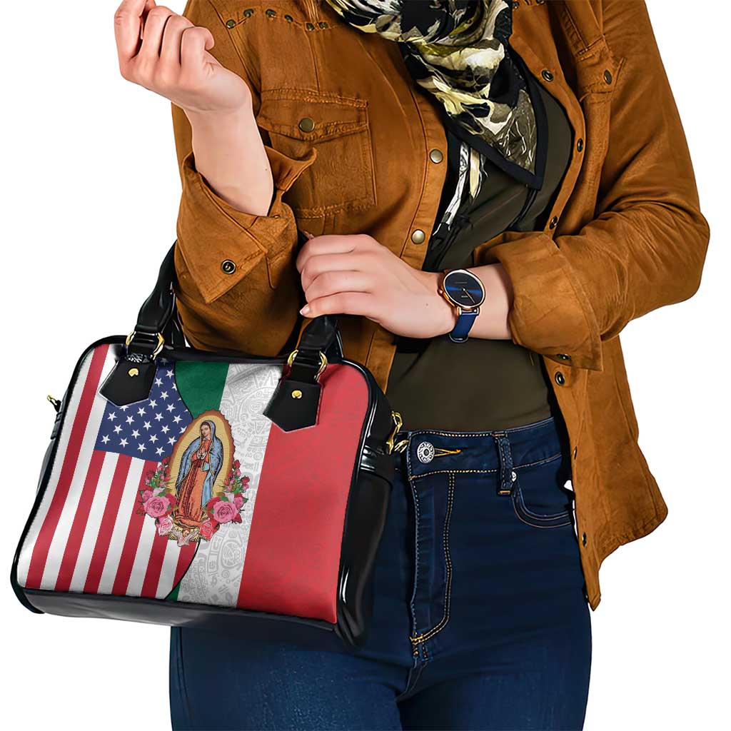 Guadalupe Virgin Mary Shoulder Handbag Mexican American Flag LT18