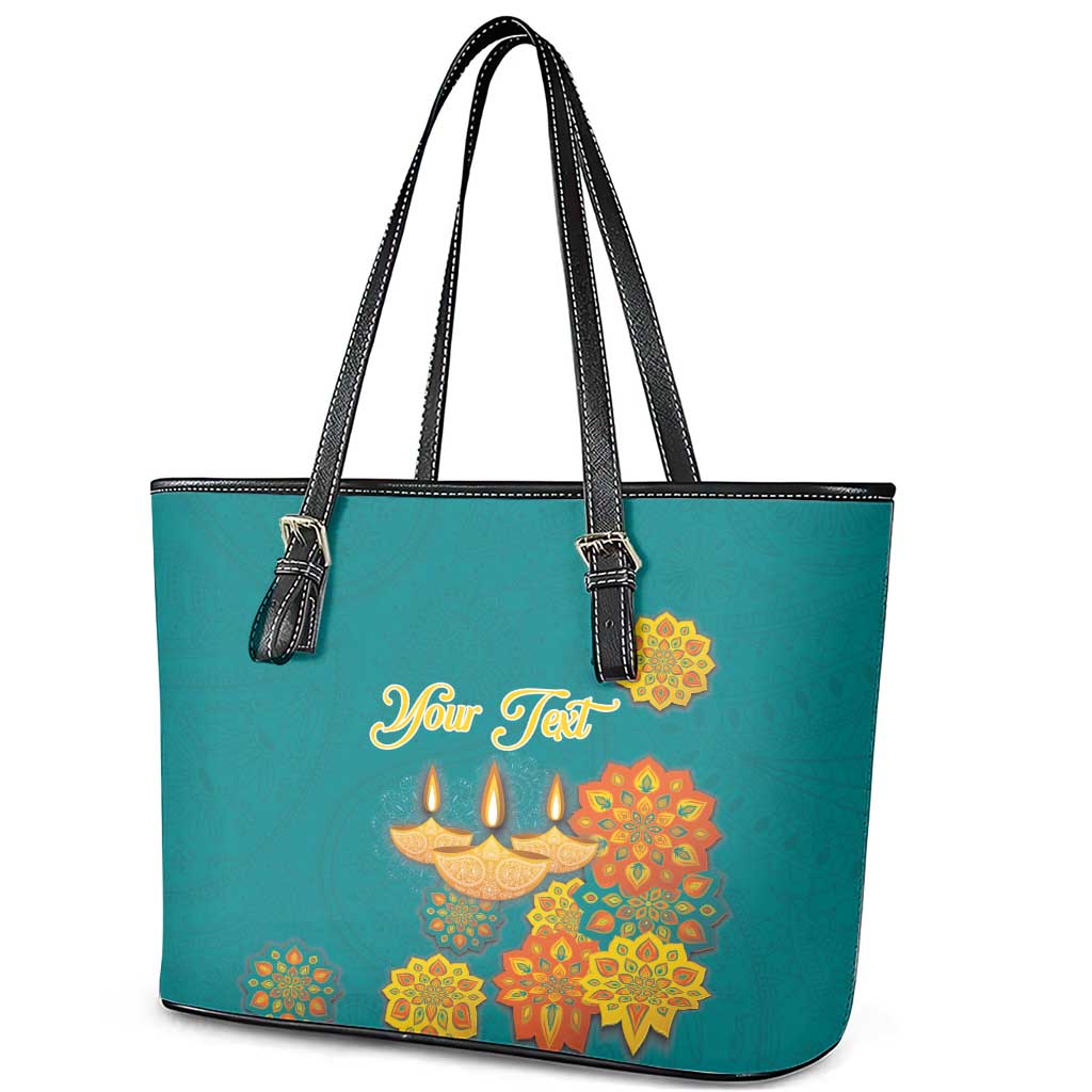 Personalized India Diwali Leather Tote Bag Festival Of Light With Diya LT18
