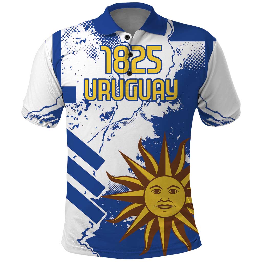 Custom Uruguay Independence Day Polo Shirt Sol de Mayo With Grunge Urban LT18