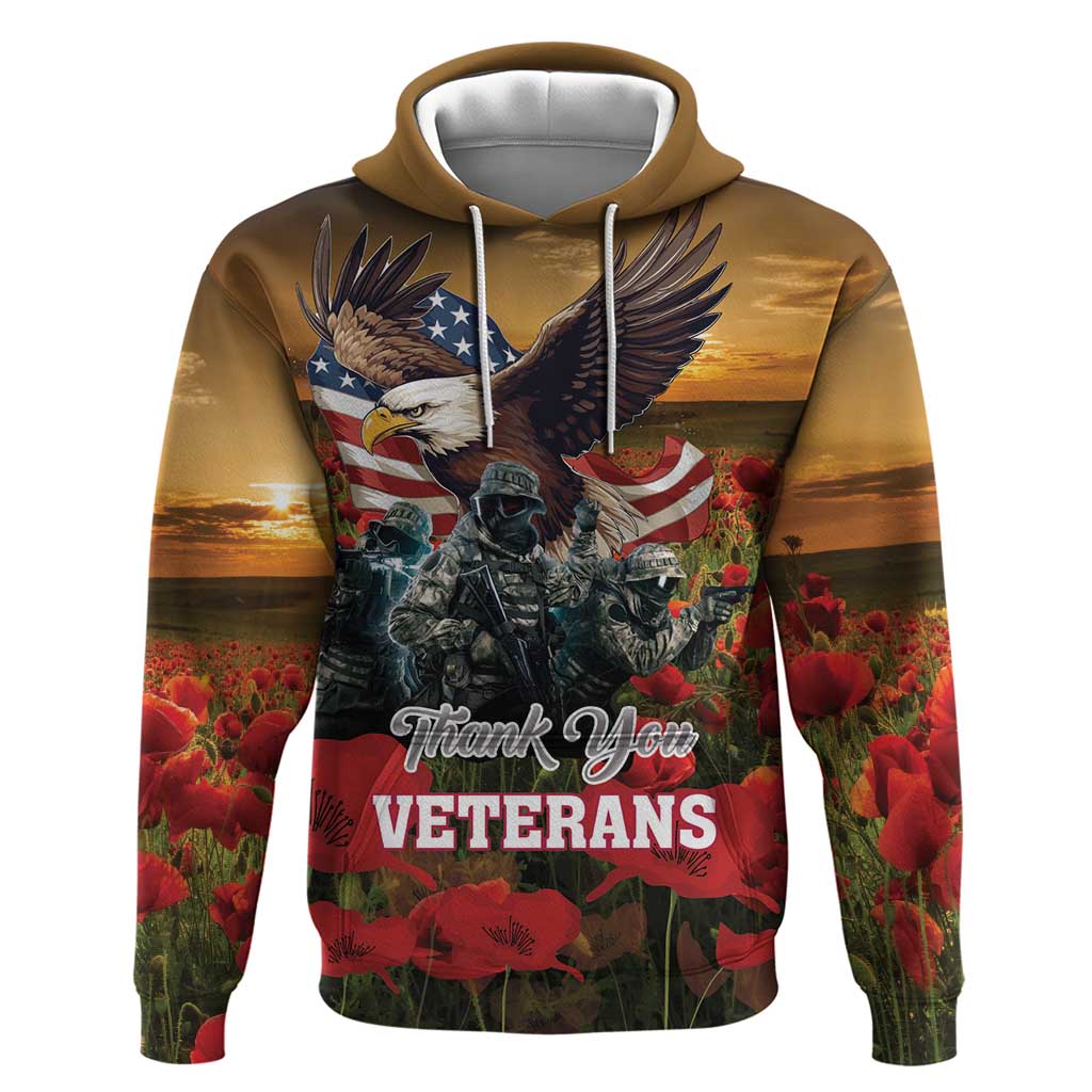US Veterans Day American Army Hoodie With Poppy Flowers LT18