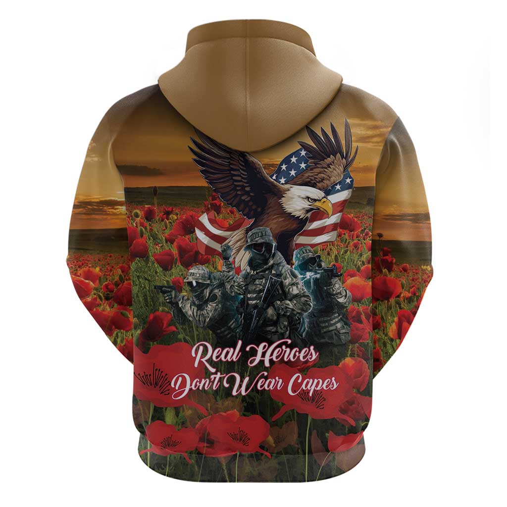 US Veterans Day American Army Hoodie With Poppy Flowers LT18