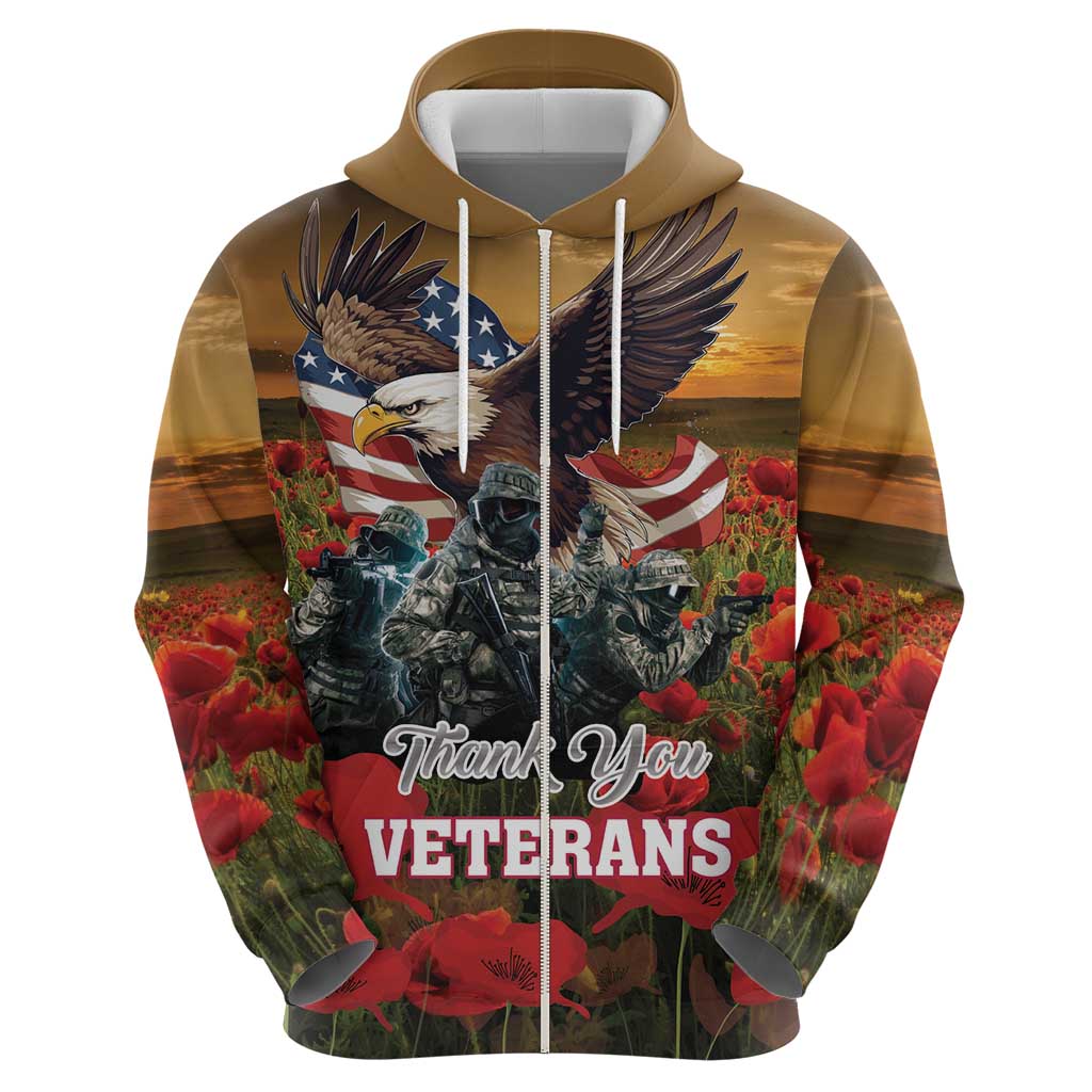 US Veterans Day American Army Hoodie With Poppy Flowers LT18