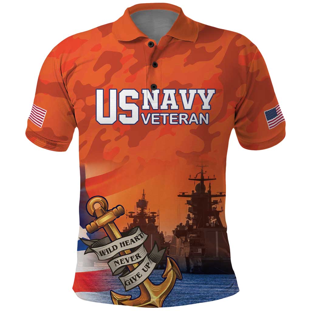Custom US Navy Veteran Polo Shirt With Camouflage Pattern LT18