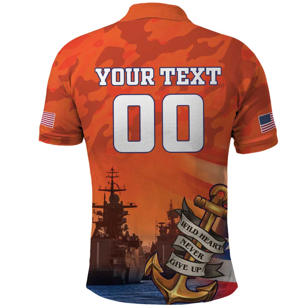 Custom US Navy Veteran Polo Shirt With Camouflage Pattern LT18