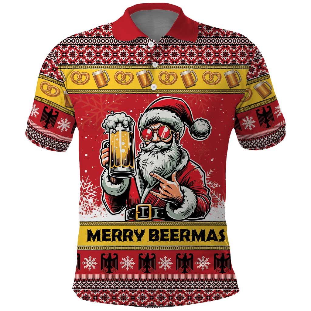Personalized Germany Christmas Polo Shirt Santa Claus Merry Beermas LT18