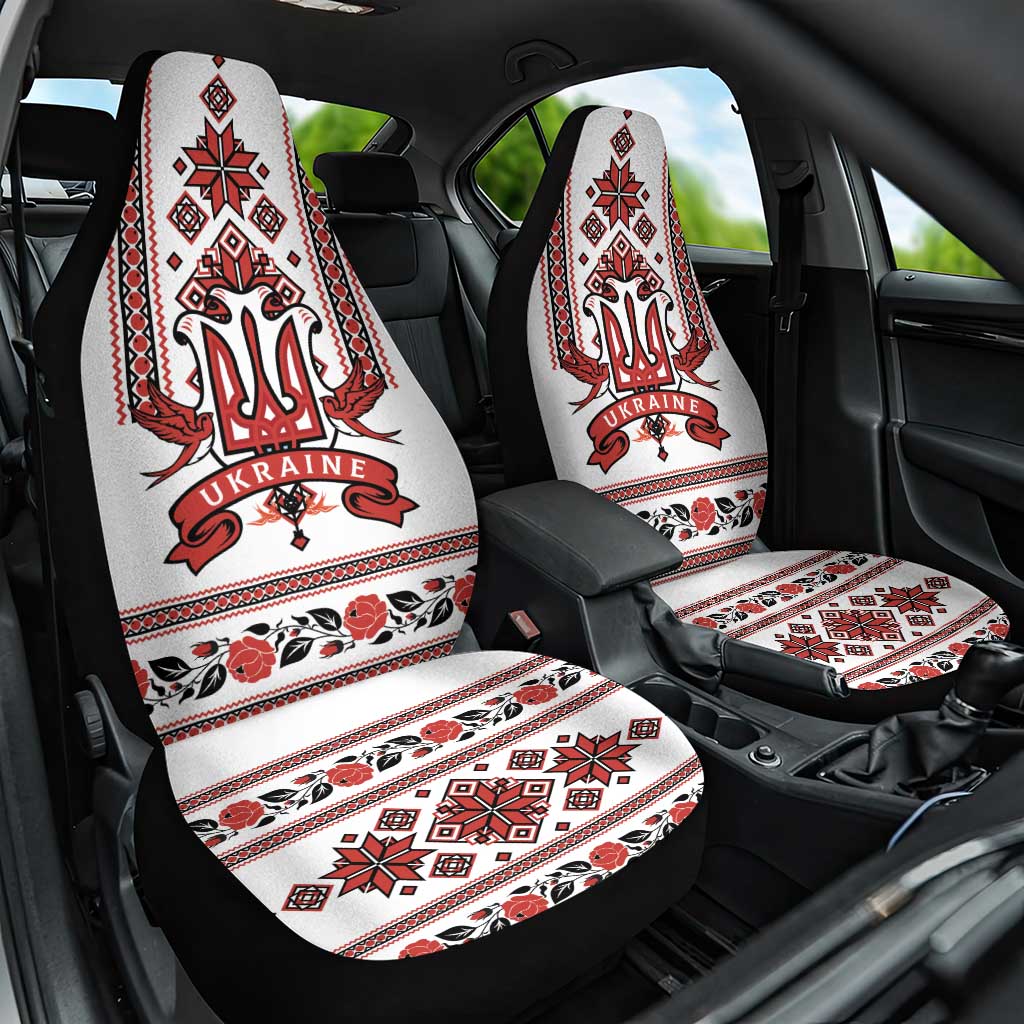 Ukraine Unity Day Car Seat Cover The Trident With Folk Pattern LT18