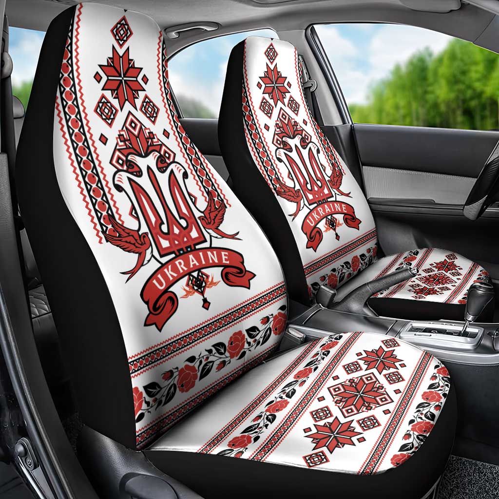 Ukraine Unity Day Car Seat Cover The Trident With Folk Pattern LT18